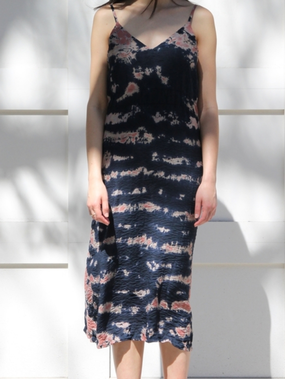 Lacausa Alma Slip Dress Tie Dye V Neck Midi Length Purple Orange Medium M